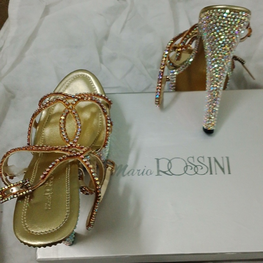 Sparkling Gold and Silver Heels By Mario Rossini Never Worn